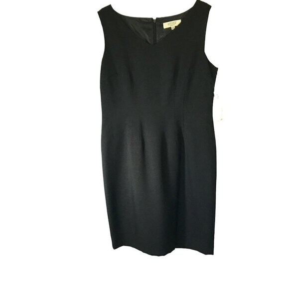 Kasper NWT Sheath Dress Sleeveless Navy Blue Size 12 Lined Classic Event V Neck - Picture 1 of 15